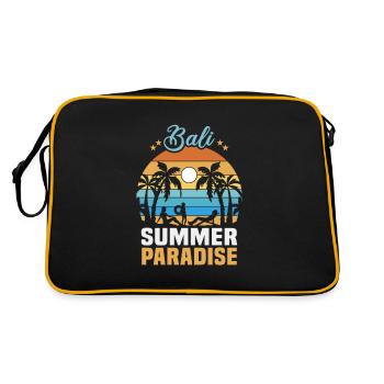 Bali Indonesien Strandurlaub am Meer - Retro Tasche - Schwarz/Gold - Hinten