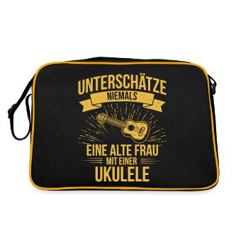 Ukulele Ukulele-Spieler Ukulelist - Retro Tasche - Schwarz/Gold - Hinten