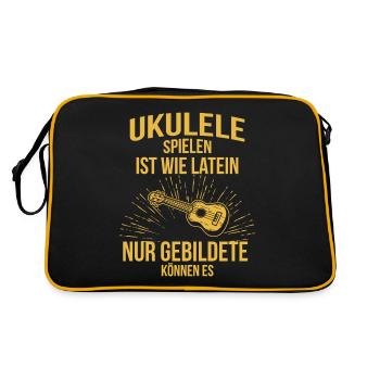 Ukulele Ukulele-Spieler Ukulelist - Retro Tasche - Schwarz/Gold - Hinten