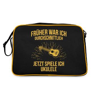 Ukulele Ukulele-Spieler Ukulelist - Retro Tasche - Schwarz/Gold - Hinten