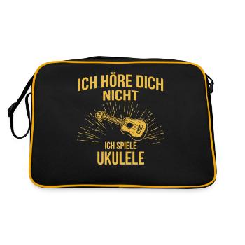 Ukulele Ukulele-Spieler Ukulelist - Retro Tasche - Schwarz/Gold - Hinten