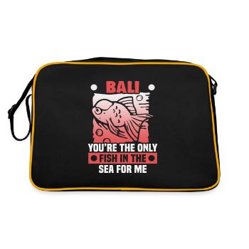 Bali Indonesien Strandurlaub am Meer - Retro Tasche - Schwarz/Gold - Hinten