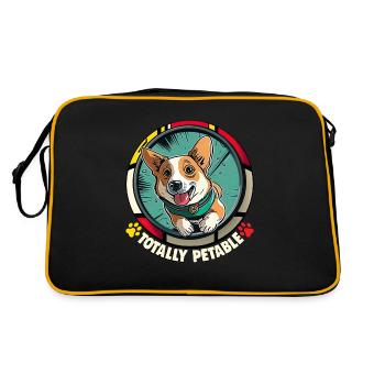 Chiens CartoonWelsh Corgi Design pour les amoureux des chiens - Sac Retro - noir/or - Dos