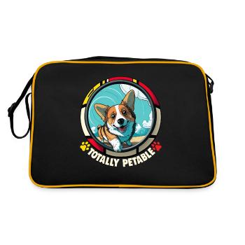 Chiens CartoonWelsh Corgi Design pour les amoureux des chiens - Sac Retro - noir/or - Dos