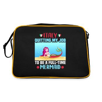 Italien Strandurlaub am Meer Design Strandmotiv - Retro Tasche - Schwarz/Gold - Hinten