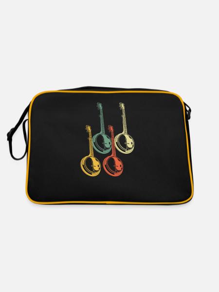 Banjo Banjospieler Banjoist - Retro Tasche - Schwarz/Gold - Hinten
