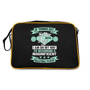 Beachvolleyball Geburtstag Trainer Volleyball Team - Retro Tasche - Schwarz/Gold - Hinten