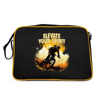 Cooles Mountainbike Downhill Design für MTB Fans - Retro Tasche - Schwarz/Gold - Hinten