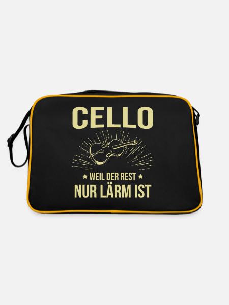 Cello Cellospieler Cellist - Retro Tasche - Schwarz/Gold - Hinten