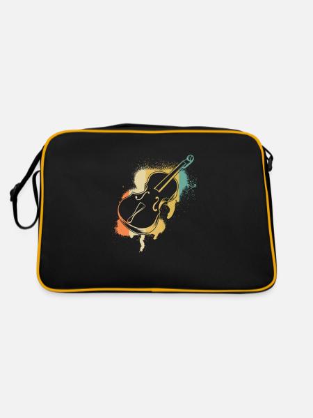 Cello Cellospieler Cellist - Retro Tasche - Schwarz/Gold - Hinten