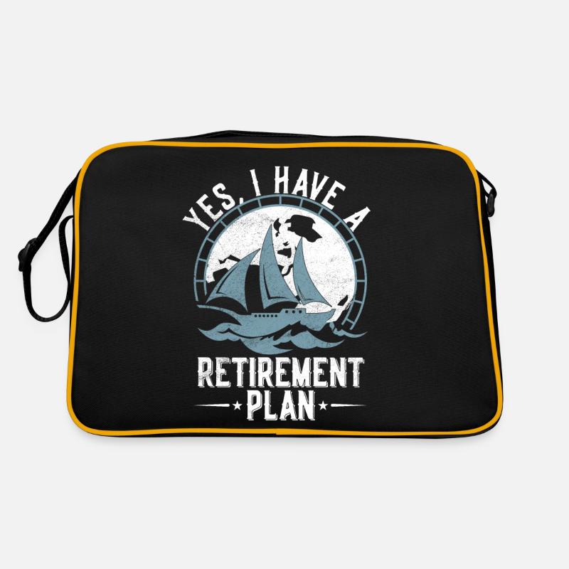 Sailing Retirement Plan Retired Sailor Segelboot - Retro Tasche - Schwarz/Gold
