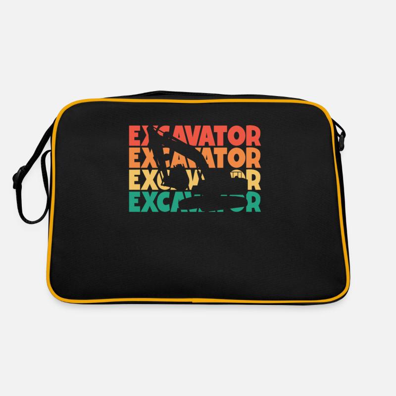 Excavator Retro Text Excavator Seilbagger Retro Tasche