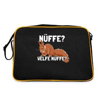 Nüffe Welfe Nüffe Grauhörnchen Squirrel - Retro Tasche - Schwarz/Gold - Hinten
