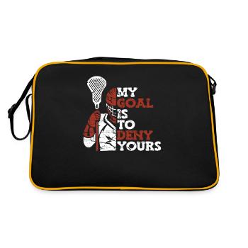 My Goal Is To Deny Yours Intercrosse Lax Spieler - Retro Tasche - Schwarz/Gold - Hinten