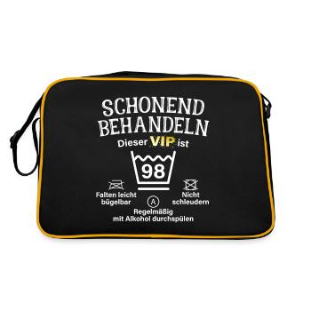 98. Geburtstag Schonend Behandeln 98 VIP ist 98 - Retro Tasche - Schwarz/Gold - Hinten
