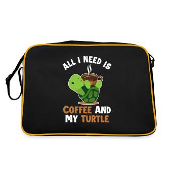Coffee and my Turtle Tortoise Turtle - Retro Bag - black/gold - Back