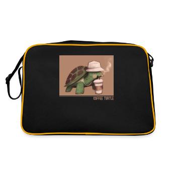 Coffee Turtle Tortoise Aquatic Turtle - Retro Bag - black/gold - Back