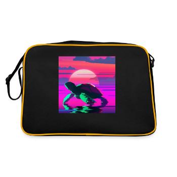 Beach Sunset Tortoise Aquatic Turtle - Retro Bag - black/gold - Back