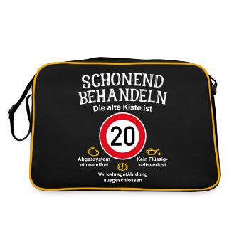 20. Geburtstag Schonend Behandeln Alte Kiste 20 - Retro Tasche - Schwarz/Gold - Hinten
