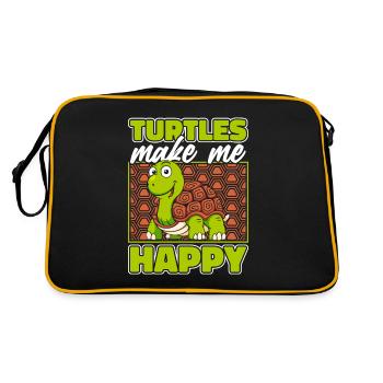 Turtles Make Me Happy Tortoise Turtle - Retro Bag - black/gold - Back