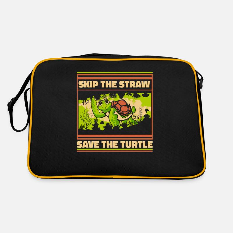 Skip The Straw Save The Turtle Tortoise Sac Retro