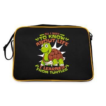 I learned from turtles tortoise turtle - Retro Bag - black/gold - Back