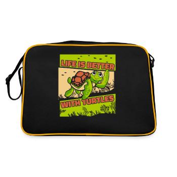 Life is better with turtles aquatic turtle - Retro Bag - black/gold - Back