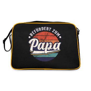 Frischgebackener Papa, Befördert zum Papa - Retro Tasche - Schwarz/Gold - Hinten