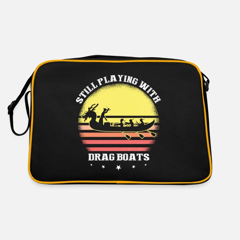 Drachenboot und Drachenboot Crew - Retro Tasche - Schwarz/Gold