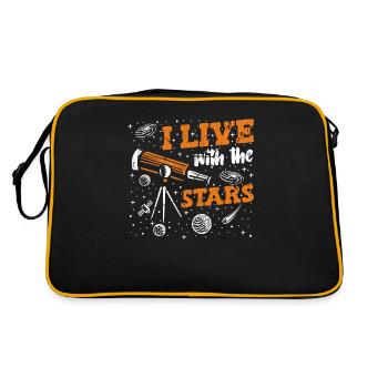 I Live With The Stars Cosmologist Starry Sky - Retro Bag - black/gold - Back