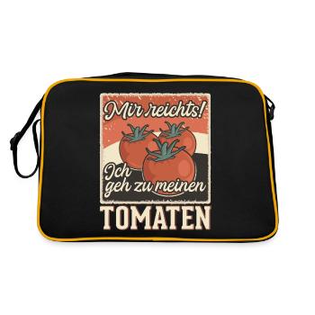 Gehe Zu Tomaten Tomatensorten Gartenfreunde - Retro Tasche - Schwarz/Gold - Hinten