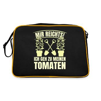 Gehe Zu Tomaten Tomatensorten Gartenfreunde - Retro Tasche - Schwarz/Gold - Hinten