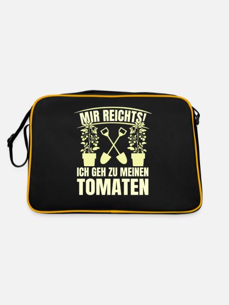 Gehe Zu Tomaten Tomatensorten Gartenfreunde - Retro Tasche - Schwarz/Gold - Hinten