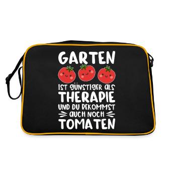 Garten Therapie Tomaten Tomatensorten Gartenfreund - Retro Tasche - Schwarz/Gold - Hinten