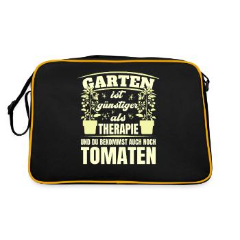 Garten Therapie Tomaten Tomatensorten Gartenfreund - Retro Tasche - Schwarz/Gold - Hinten