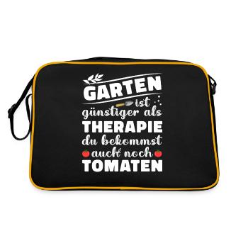 Garten Therapie Tomaten Tomatensorten Gartenfreund - Retro Tasche - Schwarz/Gold - Hinten