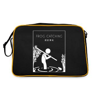 Frog Catching Chinese Hanzi Tadpole Toad - Retro Bag - black/gold - Back