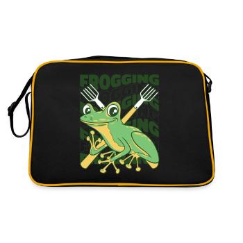 frogging tadpole tree frog toad frog catcher - Retro Bag - black/gold - Back