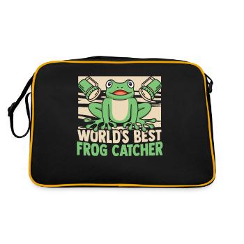 World's Best Frog Catcher Toad Tadpole Frog - Retro Bag - black/gold - Back