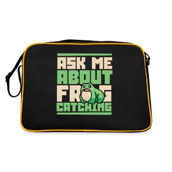 Ask Me About Frog Catching Tadpole Toad - Retro Bag - black/gold - Back