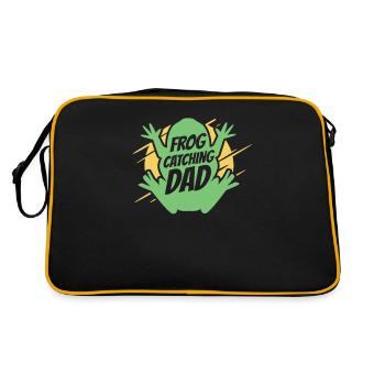 Frog Catching Dad Tadpole Tree Frog Toad - Retro Bag - black/gold - Back