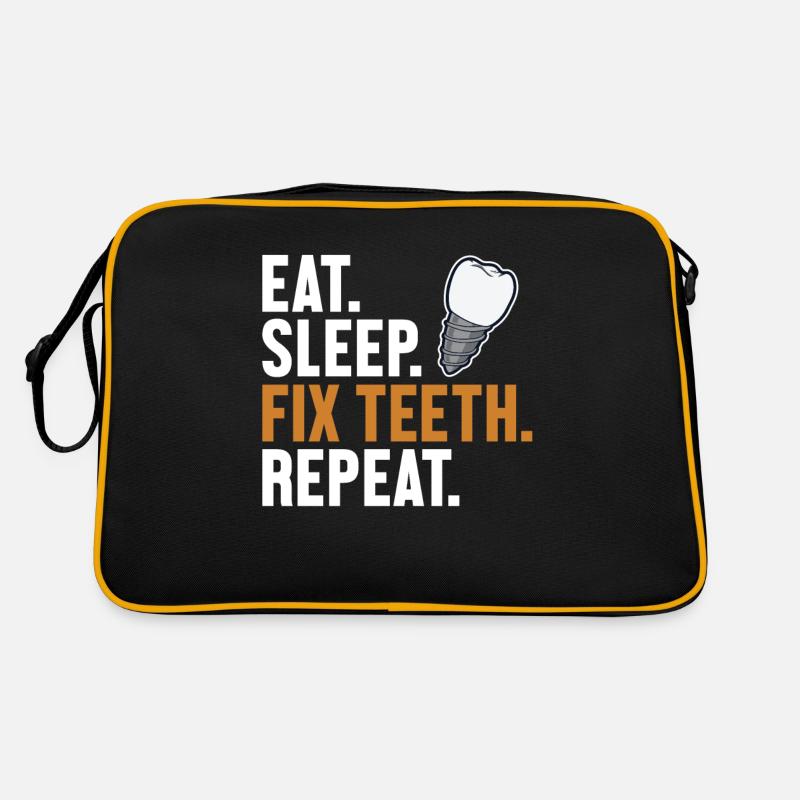 Manger Sommeil Réparer les dents Répéter Laboratoire dentaire Technicien dentaire Sac Retro