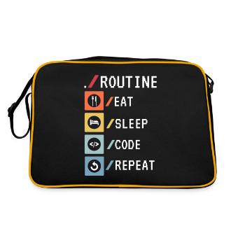 Routine Eat Sleep Code Repeat Developer Coder - Retro Tasche - Schwarz/Gold - Hinten