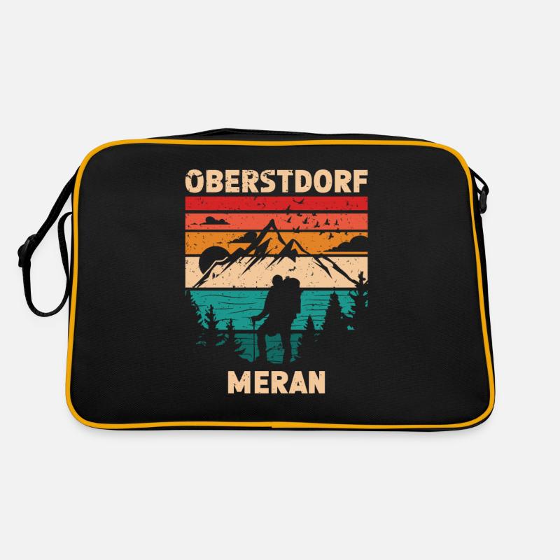 Alpenüberquerung Oberstdorf Meran E5 Fernwanderweg - Retro Tasche - Schwarz/Gold