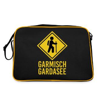 Alpenüberquerung Garmisch Gardasee - Retro Tasche - Schwarz/Gold - Hinten