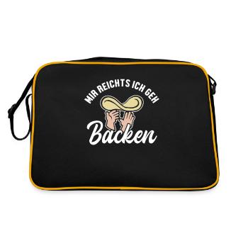 Mir reichts ich geh Pizza backen Pizzaofen Pizza - Retro Tasche - Schwarz/Gold - Hinten