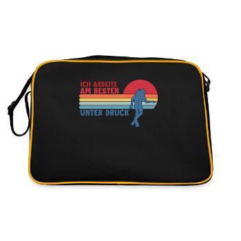 Ich Arbeite Am Besten Unter Druck Taucherflossen - Retro Tasche - Schwarz/Gold - Hinten