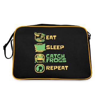 Eat Sleep Catch Frogs Repeat Toad Tadpole - Retro Bag - black/gold - Back