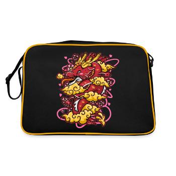 Loving Dragon Kawaii Anime Dragon Design - Retro Bag - black/gold - Back