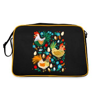 Poulets heureux colorés Amateurs de poulet Elevage de poulets - Sac Retro - noir/or - Dos